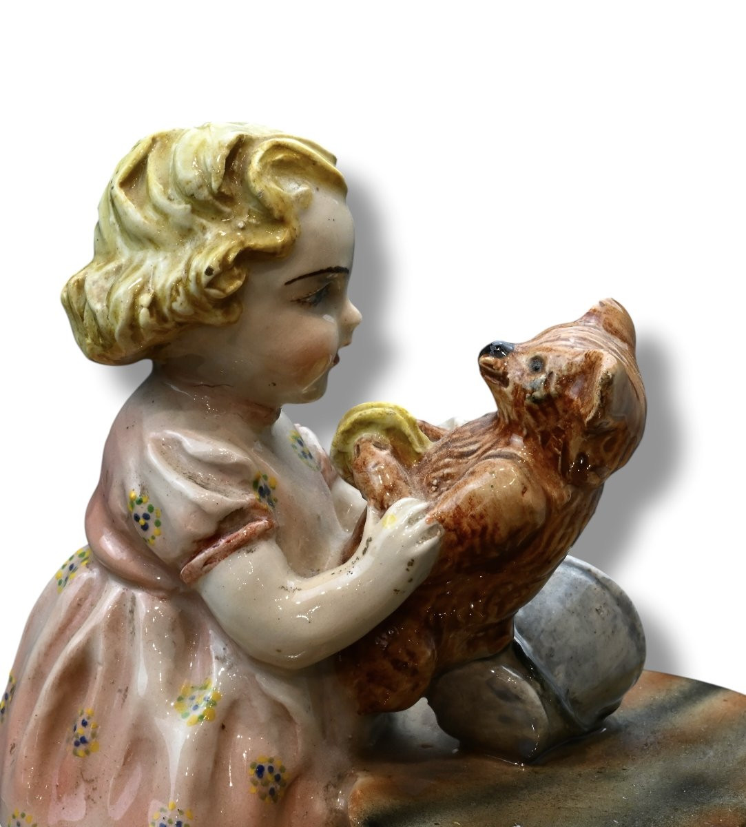 Figura in Ceramica Di Fanciulla Che Gioca - Italia Anni 30-photo-2
